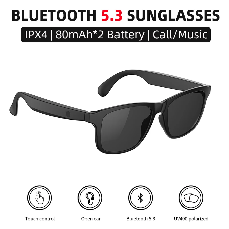 Smart Glasses Bluetooth 5.3 Earphones Wireless Headset Headphone UV400 Polarized Open Ear Toucn Contrl Music Eyeglassess