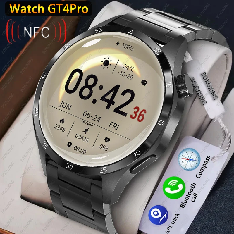 For Huawei Smart Watch Men Watch 4 Pro AMOLED HD Screen Bluetooth Call NFC Health Monitoring Smartwatch 2024 New Watch GT4Pro