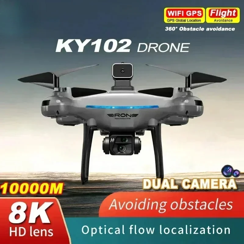 2024 New Toy KY102 Drone Professional 8K HD Dual Camera Aerial 360 Obstacle Avoidance Optical Flow Four-Axis RC Aerocraft Drone