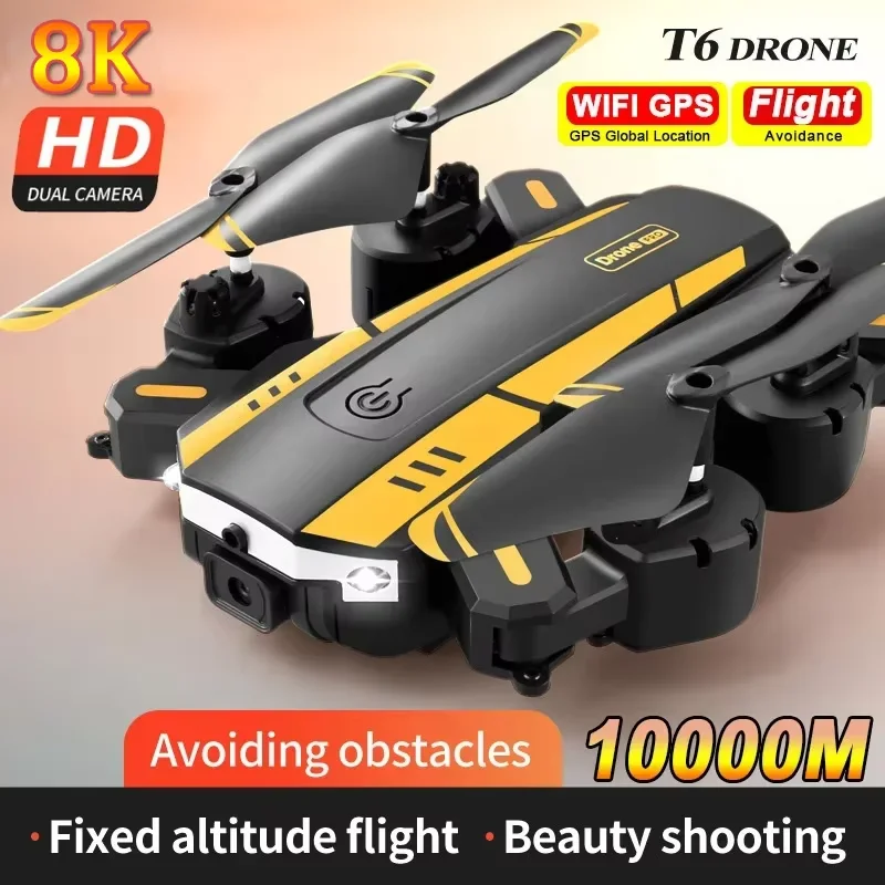 2024 T6 Drone 8k Profesional HD GPS Camera Obstacle Avoidance Aerial Photography Optical Flow Foldable Quadcopter Gift 10000M