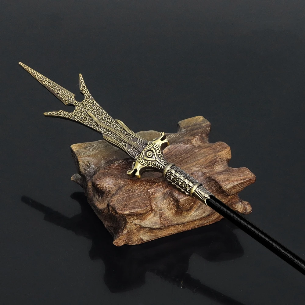 30 cm Black Myth: Wukong Game Erlang Shen Yang Jian Weapon Three-Pronged Double-Edged Spear Model Decoration Replica Miniature