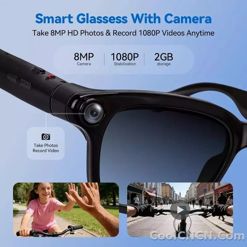 CoolWiz Smart Sports Glasses for Men – New Business Model, 8MP Camera, Anti-Shake, 100+ Language Translations via ChatGPT AI Assistant, POV Video Glasses, AI Glasses for Outdoor Sports and Daily Use