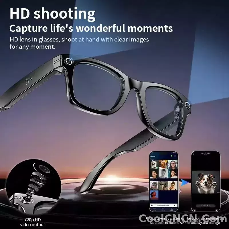 New CoolWiz Smart Glasses (4K Ultra HD) for learning and travel, featuring an 8MP AI camera that captures photos and records video, supports AI transmission and calls—ideal for outdoor sports and everyday use. - detail