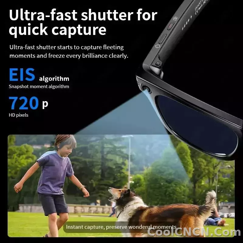 New CoolWiz Smart Glasses (4K Ultra HD) for learning and travel, featuring an 8MP AI camera that captures photos and records video, supports AI transmission and calls—ideal for outdoor sports and everyday use. - detail