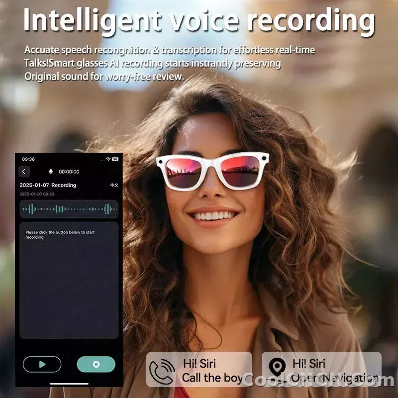 New CoolWiz Smart Glasses (4K Ultra HD) for learning and travel, featuring an 8MP AI camera that captures photos and records video, supports AI transmission and calls—ideal for outdoor sports and everyday use. - detail