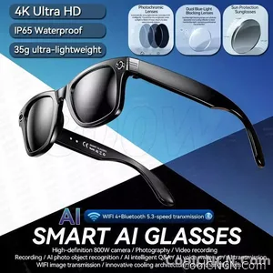 CoolWiz New4K Ultra HD AI Glasses for Men, Chat Function, IP65 Waterproof, AI Voice Assistant, 800W Camera, Bluetooth Calling Smart Glasses for Outdoor Sports and Daily Use - view 4