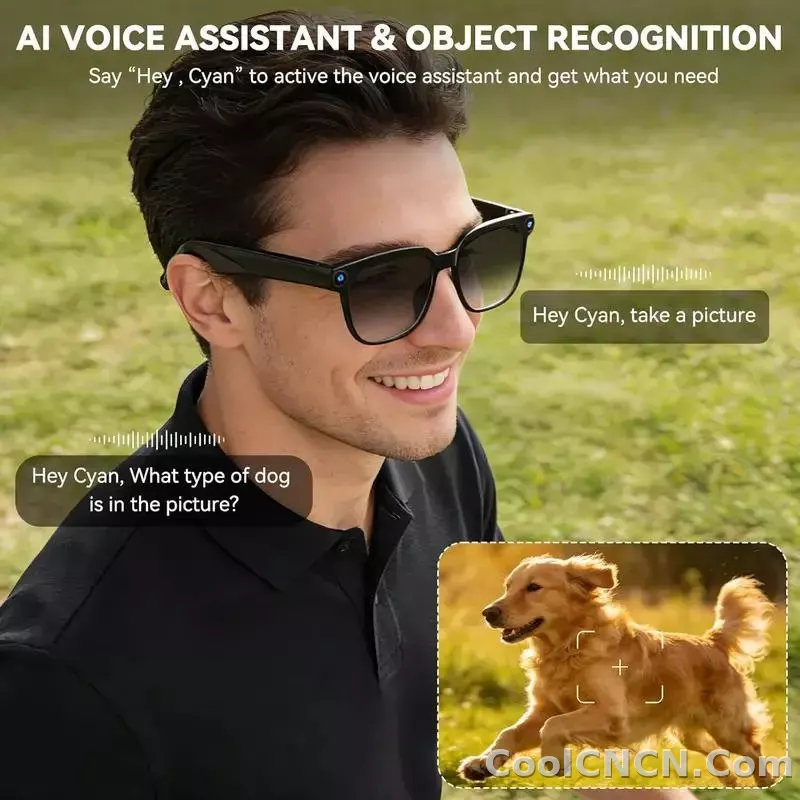 CoolWiz AI Smart Glasses for New Vlog, 1080p HD video recording, ChatGPT call support, Bluetooth calling, 100+ music players, translation features, black glasses for men, suitable for outdoor sports and everyday use