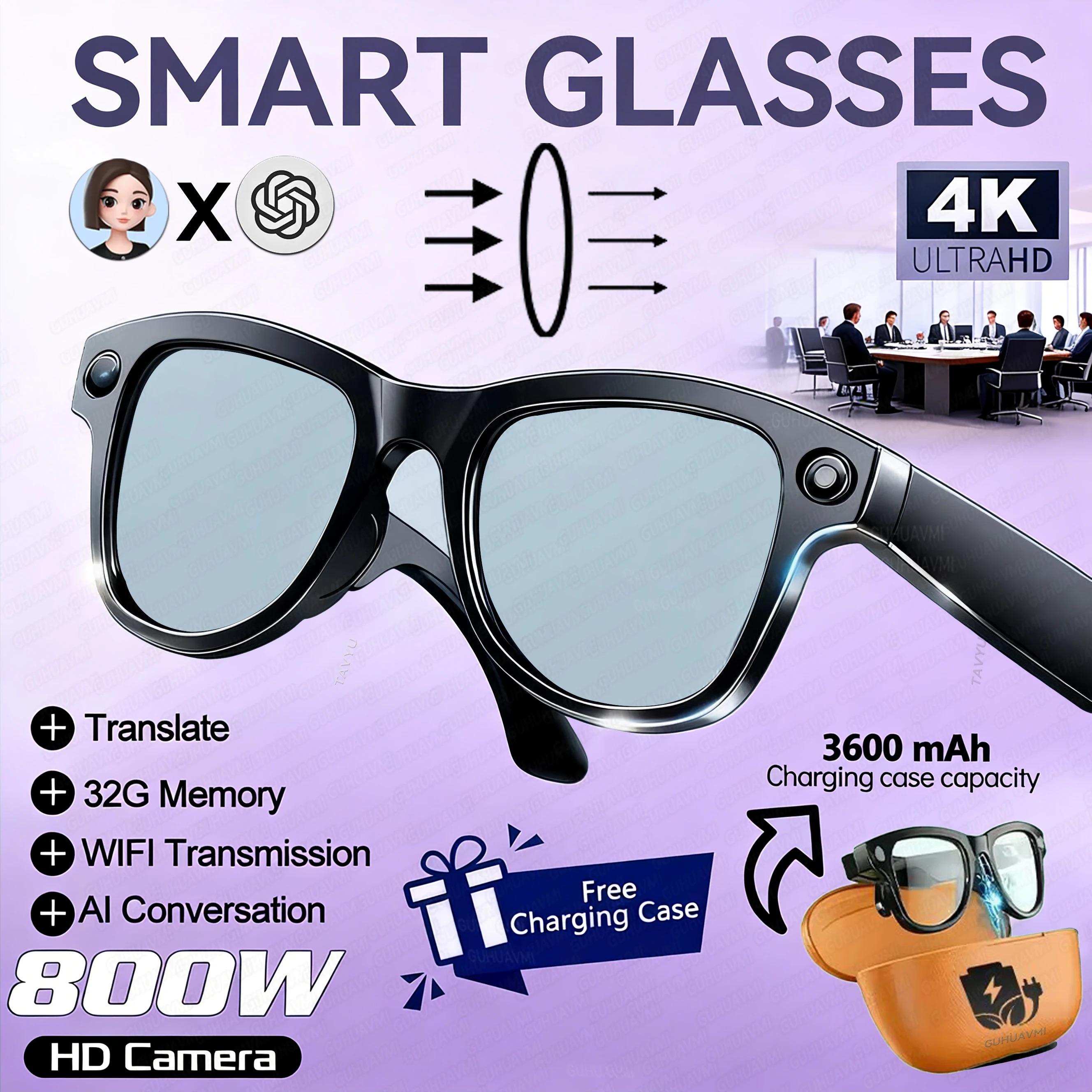 CoolWiz Smart Glasses Baru 3600MAh Pengecas Mudah Alih M02ultra Wanita 800W Kamera AI Terjemahan Rakaman Video Pemain Muzik Cermin Mata Panggilan Lelaki Untuk Sukan Luar Penggunaan Harian - gallery