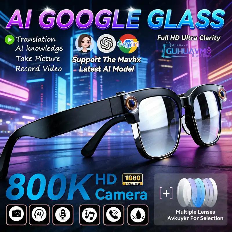 CoolWiz New AI Smart Glasses — 120+ Language Translations, 8MP Camera, 8K Resolution, Video & Music Playback, Business Calls, Color‑Changing Lenses, for Men, suitable for outdoor sports and everyday use - gallery