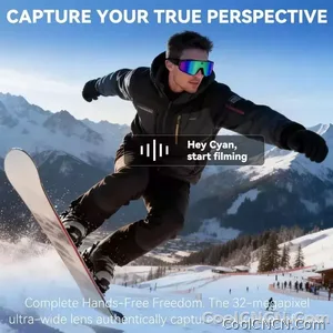 CoolWiz WiFi smart 8MP camera glasses for men, 1080p HD video recording, 32GB storage, polarized sunglasses with AI voice dialogue translation, suitable for sports and outdoor daily use - view 4