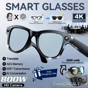 CoolWizNew 3600MAh Sarung Pengecas Cermin Mata Pintar AI Lelaki 800W Kamera Pixel 1080P Video POV 100+Terjemahan Pembantu AI Cermin Mata Hitam IOS Untuk Sukan Luar Penggunaan Harian - view 10