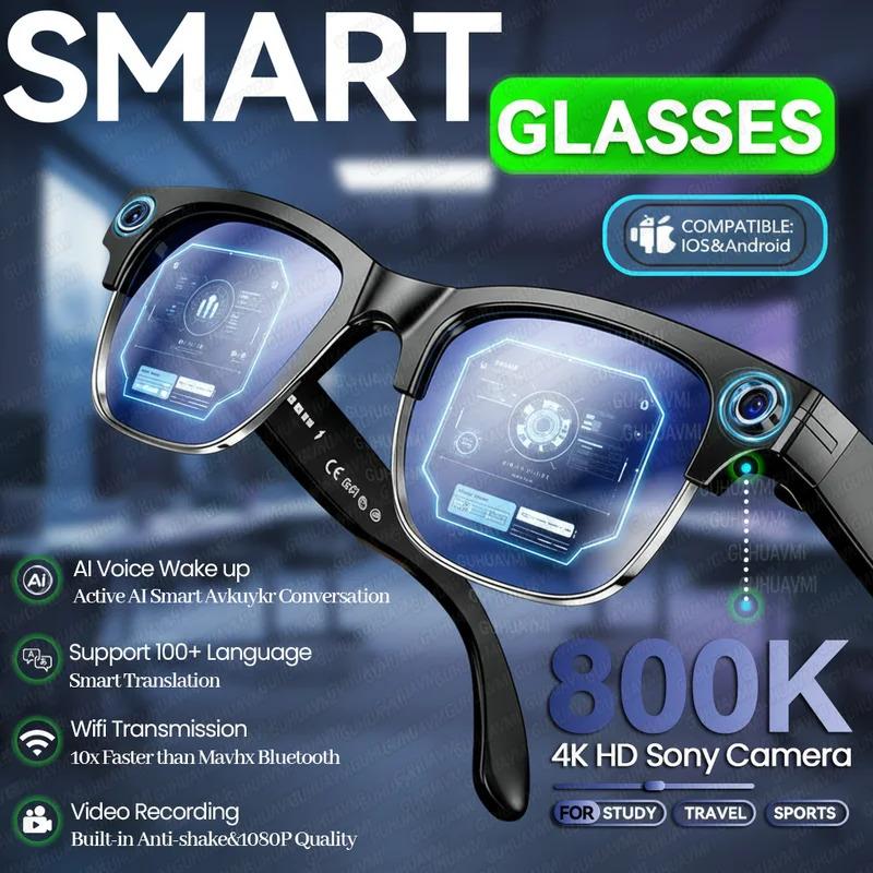 CoolWiz AI Smart Glasses 4K HD with Color Change, 8MP Camera, 1080p Video, AI Music Player, AI Calls, AI Sports Glasses for Men, for Outdoor Sports and Everyday Use