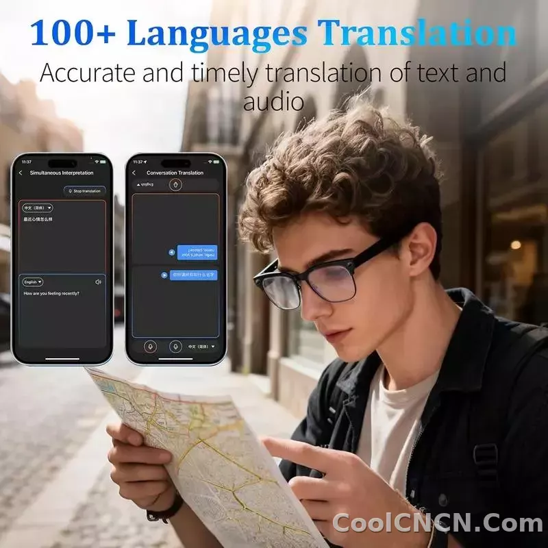 CoolWiz AI Smart Glasses 4K HD with Color Change, 8MP Camera, 1080p Video, AI Music Player, AI Calls, AI Sports Glasses for Men, for Outdoor Sports and Everyday Use - detail