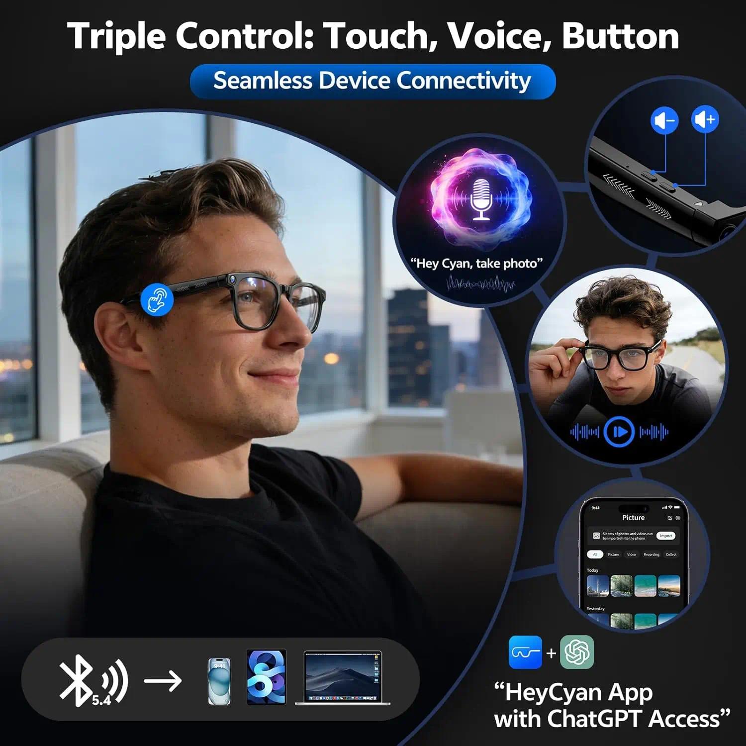 2026 New POV 800W Pixel 4K HD Trave Business Smart Glasses Men&Women 100+Language Translation 1080P Video Chatgpt Sunglasses IOS - gallery