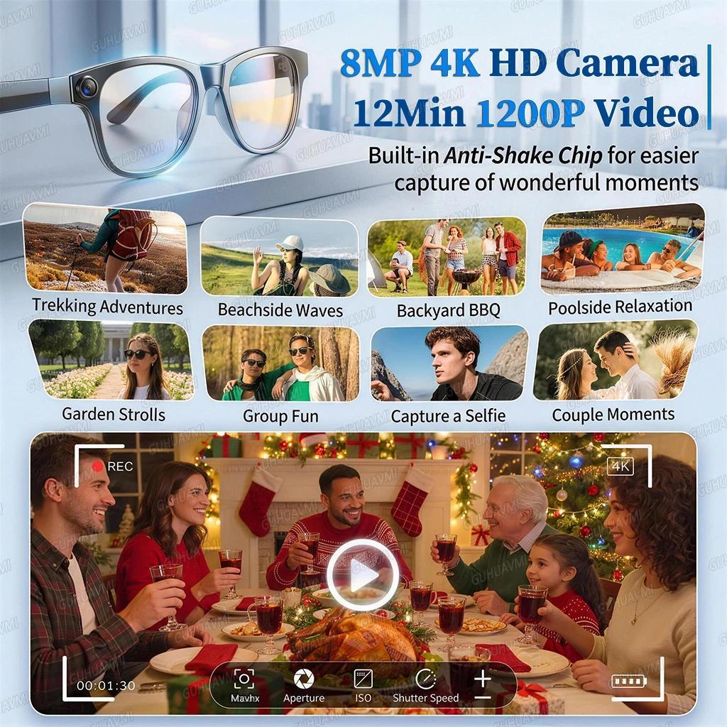 2026New 8MP 4K HD Camera AI Glasses Men 3600mAh Power Bank 32G Memory 160+ Translation Glasses Waterproof Smart Sunglasses Women - gallery