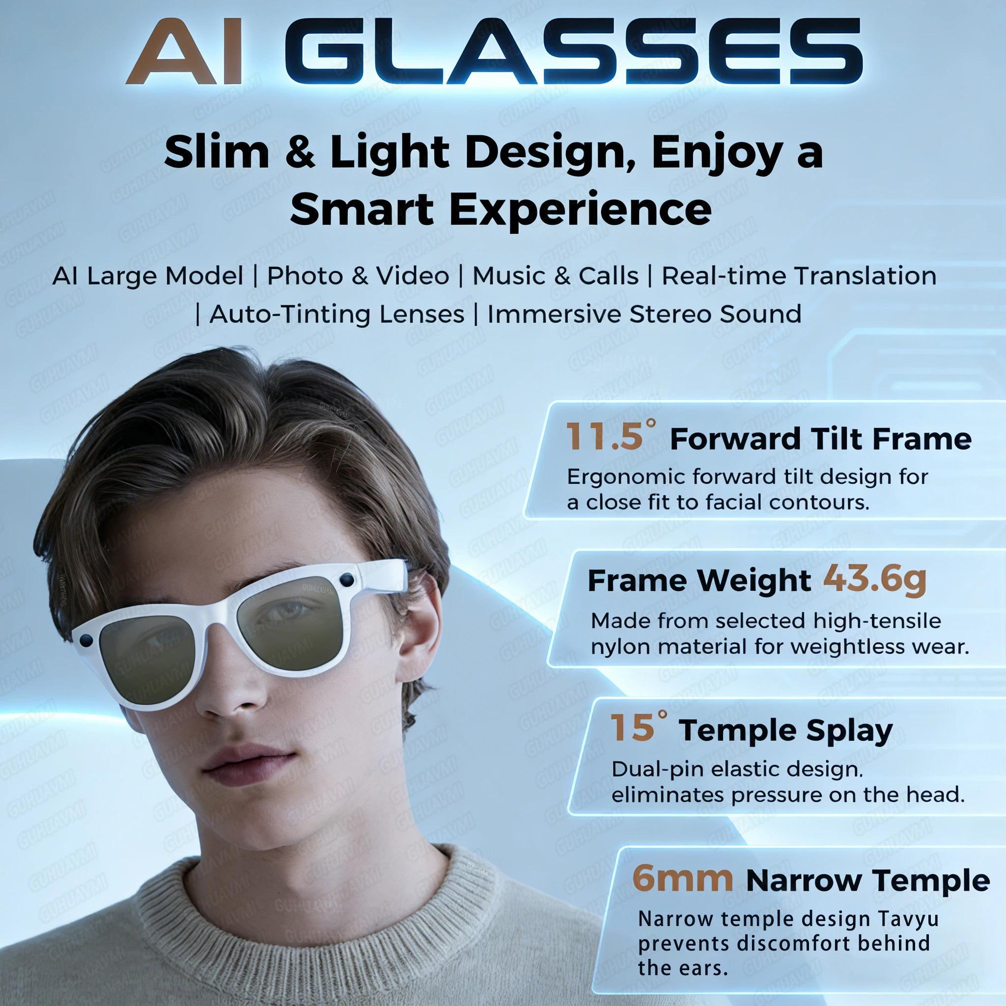 2026New Smart AI Glasses 4K 800W Camera ChatGPT Photos&Video 3600mAh Charging Case Power Bank 32GB Translation Music Sunglasses - gallery