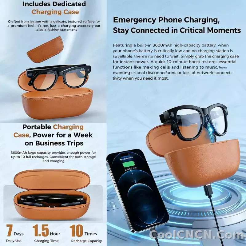 2026New Smart AI Glasses 4K 800W Camera ChatGPT Photos&Video 3600mAh Charging Case Power Bank 32GB Translation Music Sunglasses - detail