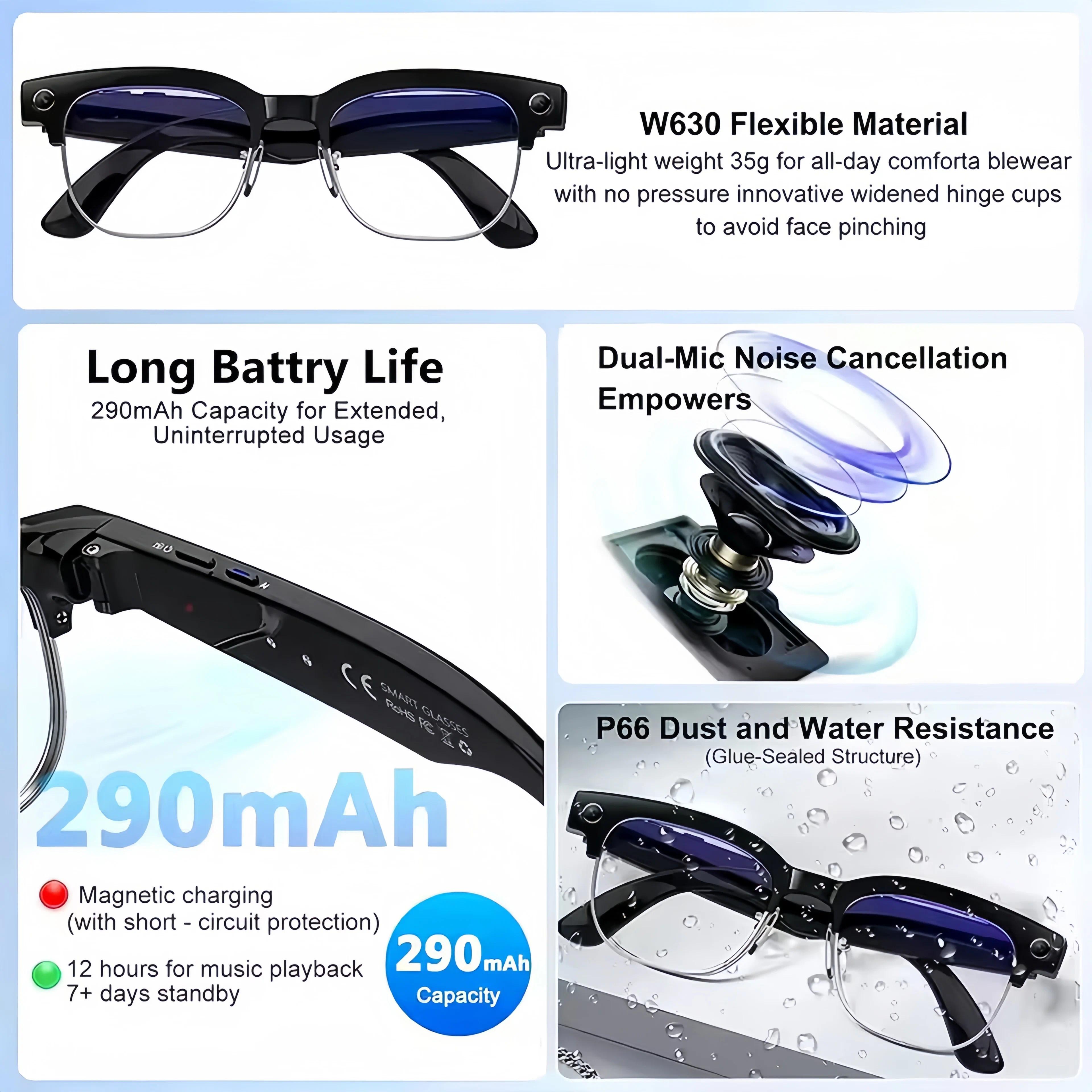 2026New AI Smart Glasses 120+Language Translation 800W Pixel Camera Video Music Player Call Business 8K Color Change Glasses Men - gallery