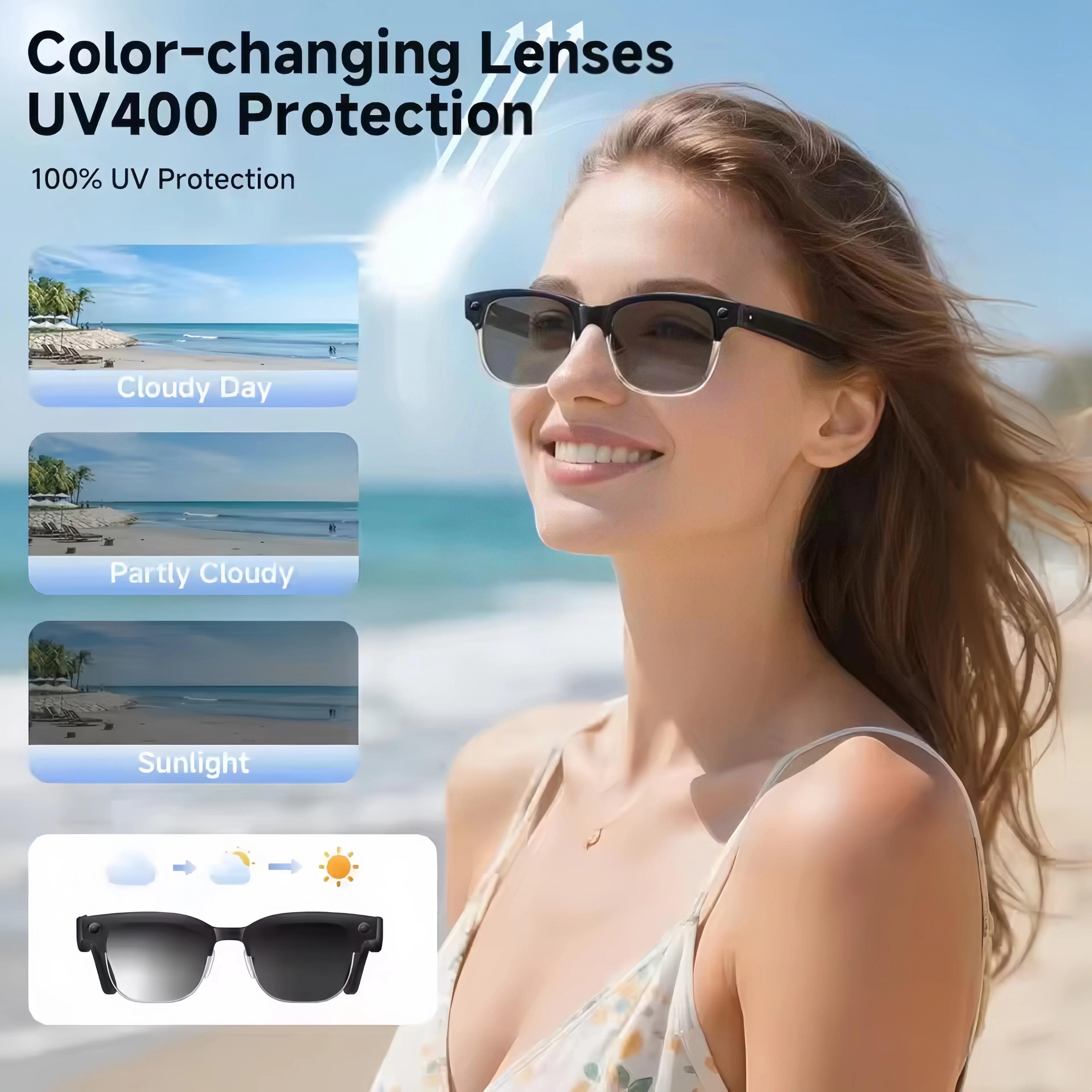 2026New AI Smart Glasses 120+Language Translation 800W Pixel Camera Video Music Player Call Business 8K Color Change Glasses Men - gallery