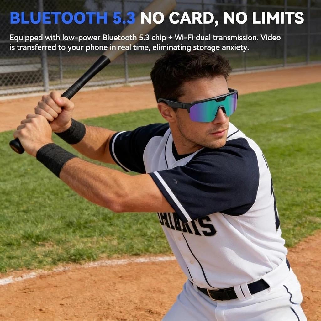 2026 New AI Smart Sports Glasses with 1200P Camera 4k Anti-Shake AI Voice Translator Bluetooth Call Dual Mic Audio Sunglasses - gallery