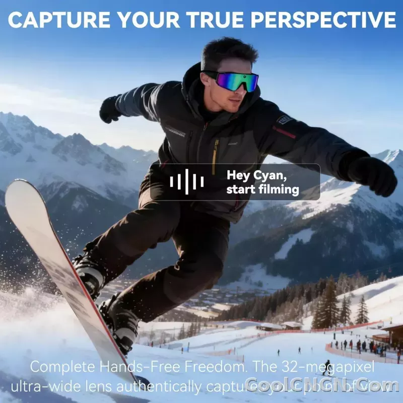 2026 New AI smart shooting&recording glasses with 800W camera, HD anti-shake bicycle riding shooting artifact, windproof goggles - detail