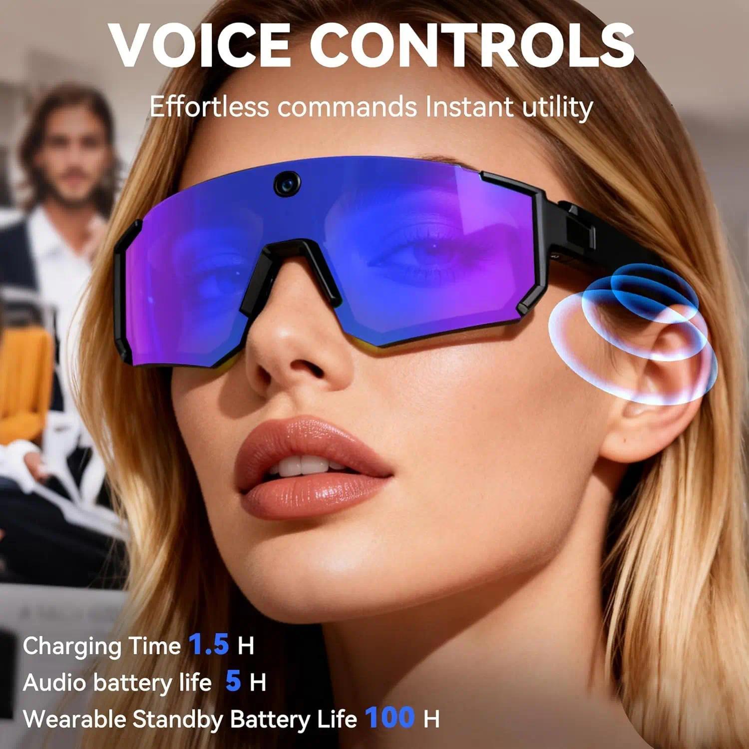 2026 New AI smart shooting&recording glasses with 800W camera, HD anti-shake bicycle riding shooting artifact, windproof goggles - gallery
