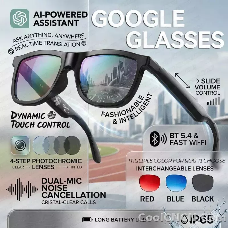 2026 New Electrochromic Lens Audio Smart Glasses Men 164+Language Translation AI ChatGPT BT Call Music Player Sunglasses Women