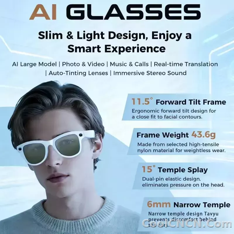 New 2026 AI Smart Glasses 1080P Camera Video Recorder Open Ear Bluetooth Audio Voice Control WiFi Sync Sports Glasses Men Use HD - detail