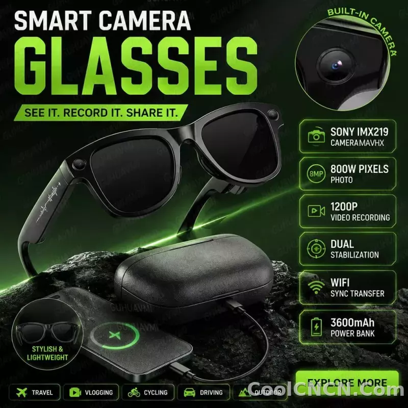 2026 AI Smart Glasses 1080P HD Camera Video Recorder Voice Translation Wireless Audio WiFi Sync Touch Eyewear for Travel Men Use