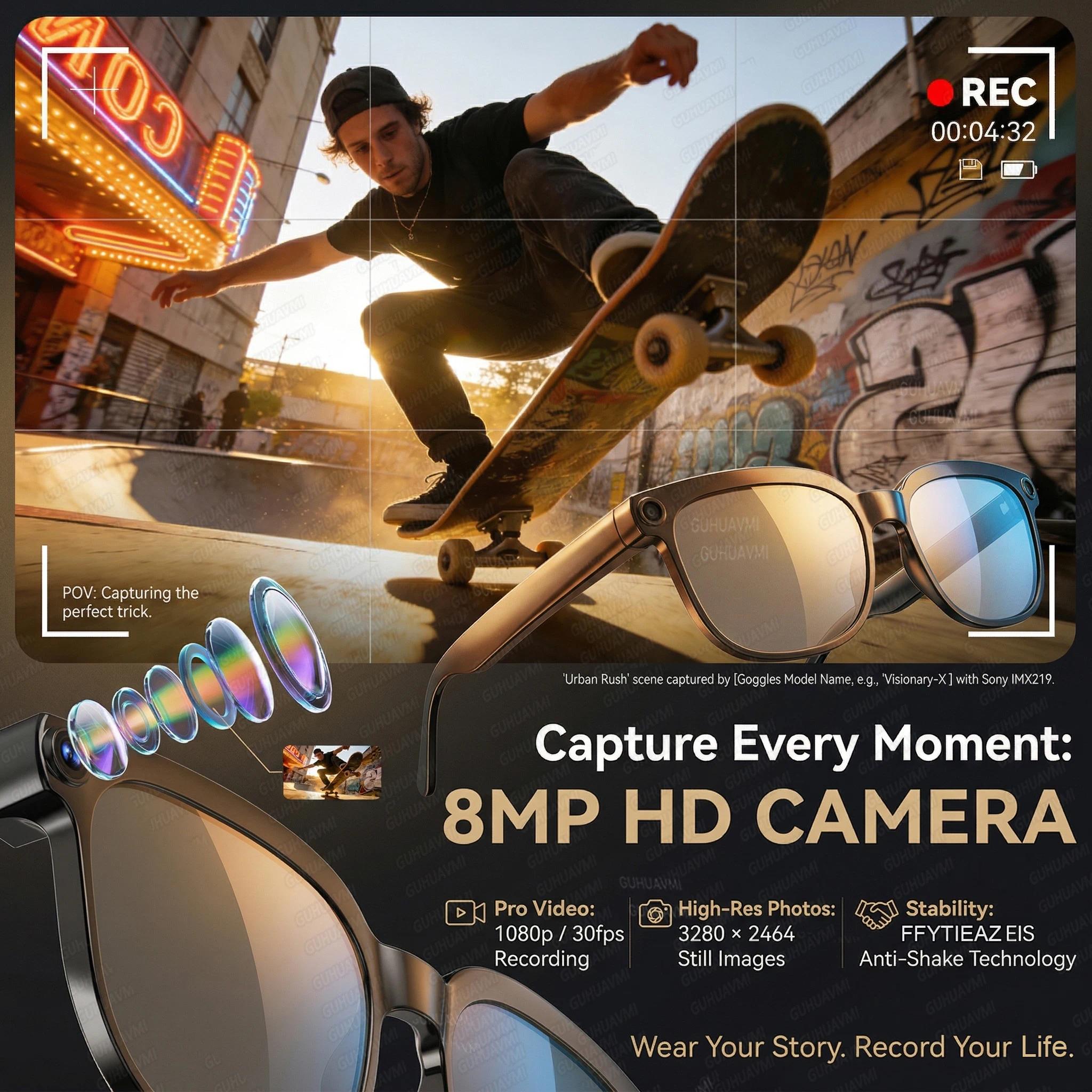 2026New 800W Pixel 4K HD Camera Smart Glasses AI Translation ChatGPT Music Play Voice Dual Microphone BT Call Sunglass Men Woman - gallery