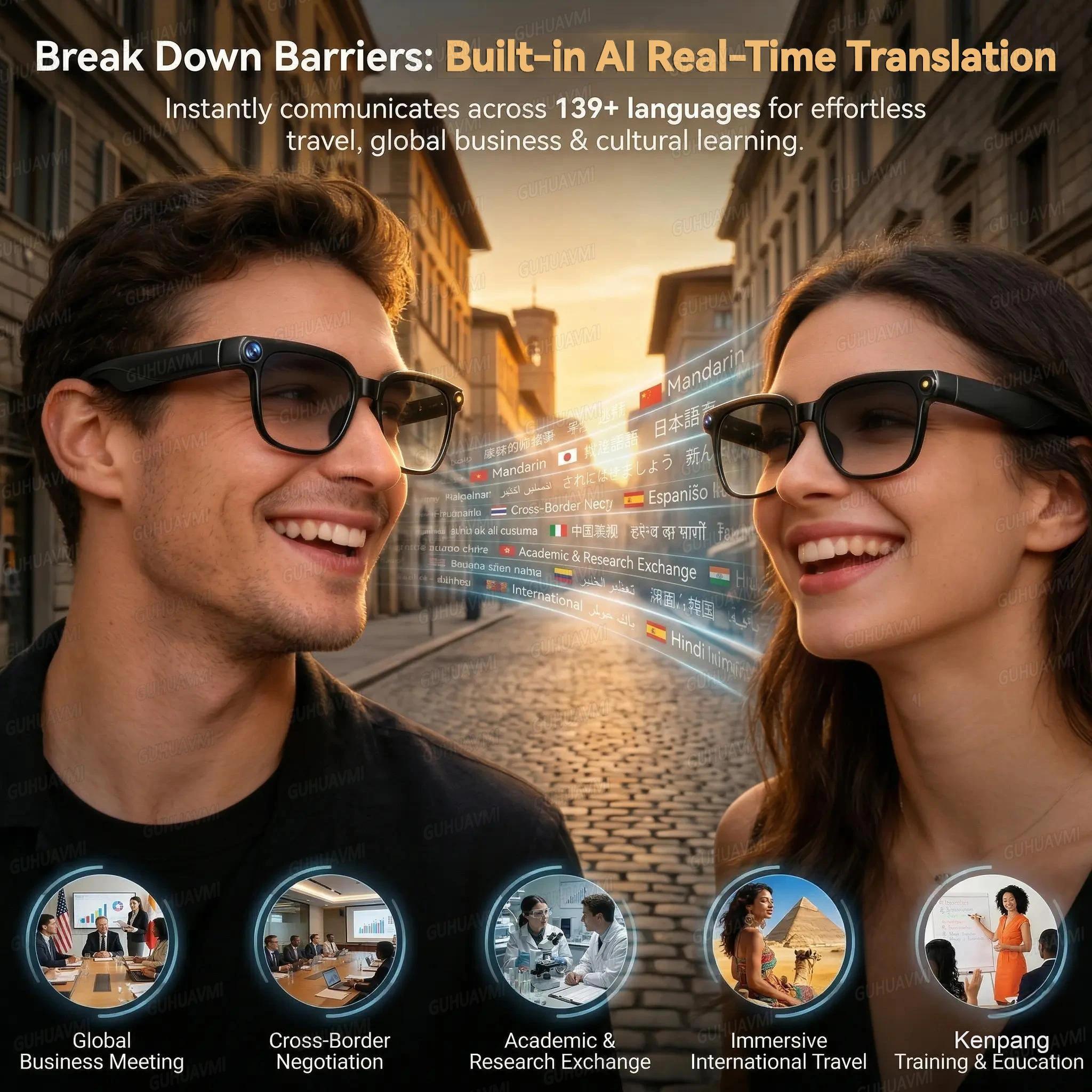 2026New 800W Pixel 4K HD Camera Smart Glasses AI Translation ChatGPT Music Play Voice Dual Microphone BT Call Sunglass Men Woman - gallery