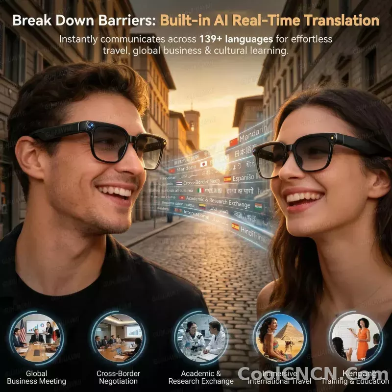 2026New 800W Pixel 4K HD Camera Smart Glasses AI Translation ChatGPT Music Play Voice Dual Microphone BT Call Sunglass Men Woman - detail