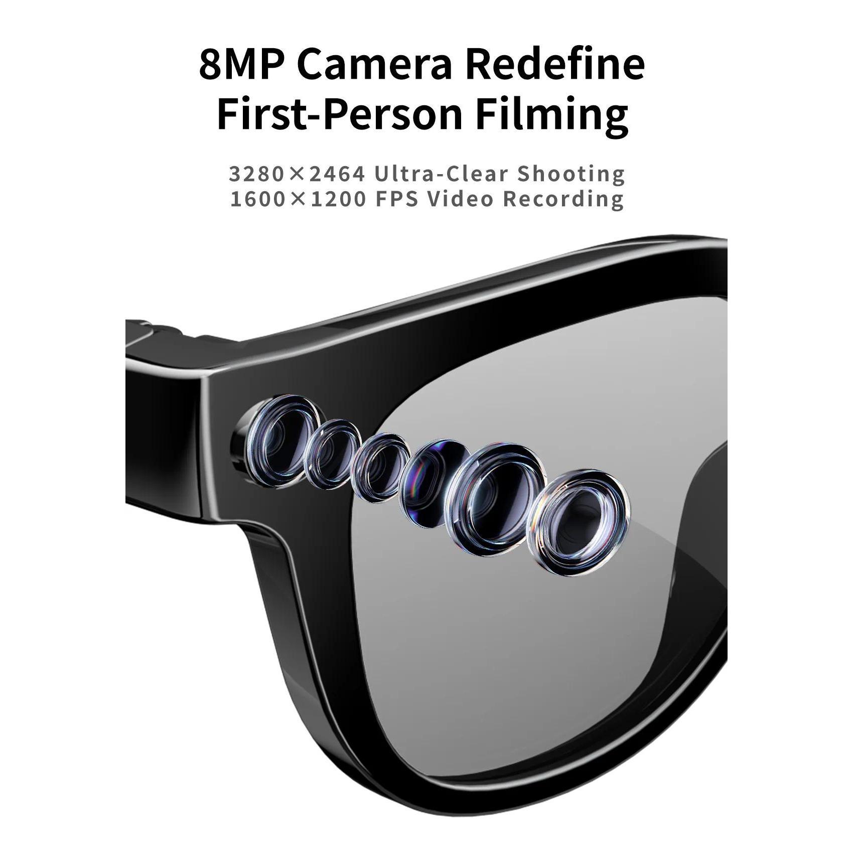AI Smart Glasses 8MP HD Camera Video Recording AI Translation Voice Assistant TR90 Ultralight Bluetooth Call Music Smart Eyewear - gallery