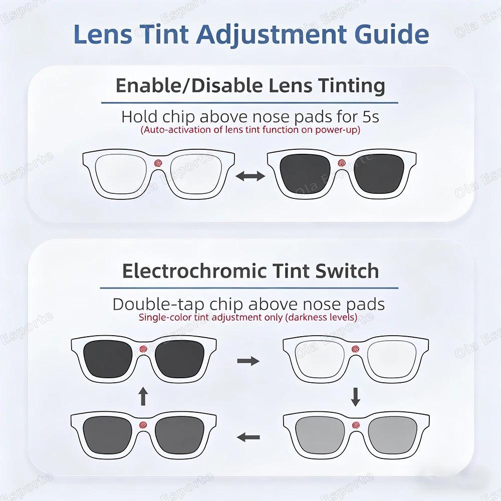 2026 Smart Audio Glasses Touch Control Color Changing Lens Dual Microphone Noise Reduction AI translation Bluetooth Sunglasses - gallery