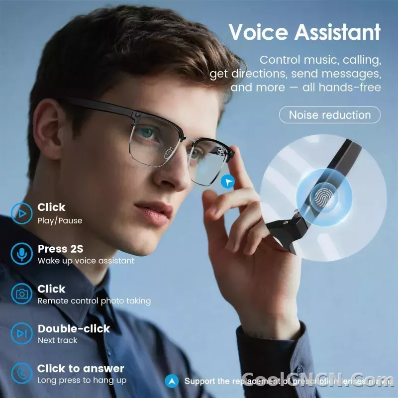 New Upgrade 800W Pixel Smart Glasses With Camera Video Recording AI Photo Recognition Call Language Translation Voice Sunglasses - detail