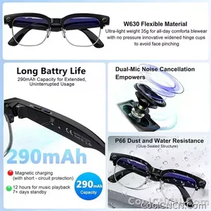New Upgrade 800W Pixel Smart Glasses With Camera Video Recording AI Photo Recognition Call Language Translation Voice Sunglasses - view 4