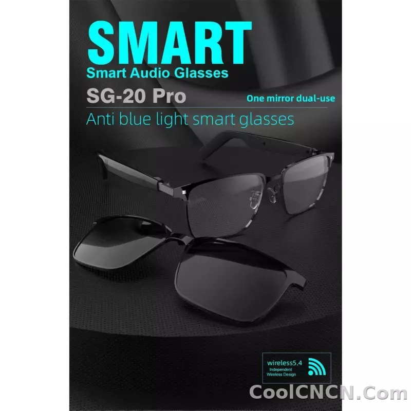 SG-20 Pro TWS 2-in-1 Smart Bluetooth Glasses - Convertible Sunglasses & Clear Lenses, Wireless Audio, Touch Control - detail