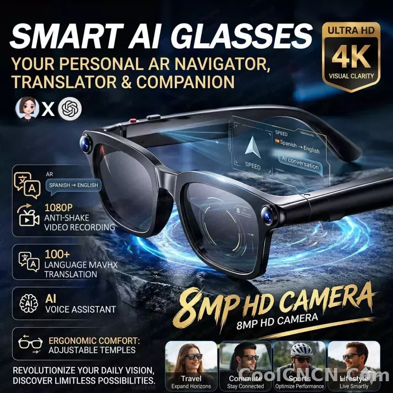 2026 New 800W Pixel Camera 1080P Video Recording Smart Glasses Men AI Voice Assistant Music Player Translation Sports Sunglasses