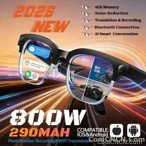 Smart Glasses 800W Camera 2026New Technologies Video Recording AI Photo Recognition Bluetooth Calls Voice Translation Sunglasses - view 1