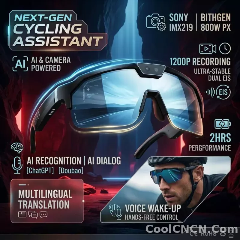 2026 New AI Sport Cycling Smart Glasses 80MP Camera 1200P HD Video Bluetooth 5.3WiFi Open Ear Riding Speaker Real-Time Translate