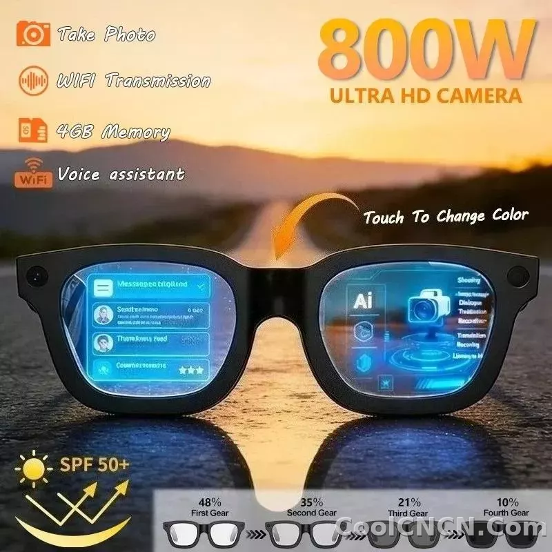 With Camera AI 4K Glasses New Upgrade 800W HD Video Recording AI Photo Recognition Translation Bluetooth Call Voice Sunglasses