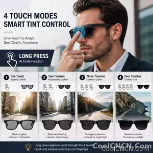 New 2026 Pro Smart Sunglasses Bluetooth AI Voice Assistant Translation HD Audio ENC Dual Mic Touch Color Change IP65 TR90 Frame - view 3