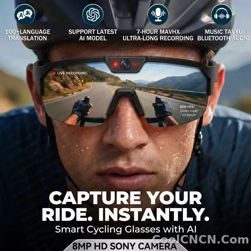 2026 New AI Smart Sports shooting&recording Glasses 800W Camera HD Anti-shake Bicycle Riding Shooting Artifact Windproof Goggles