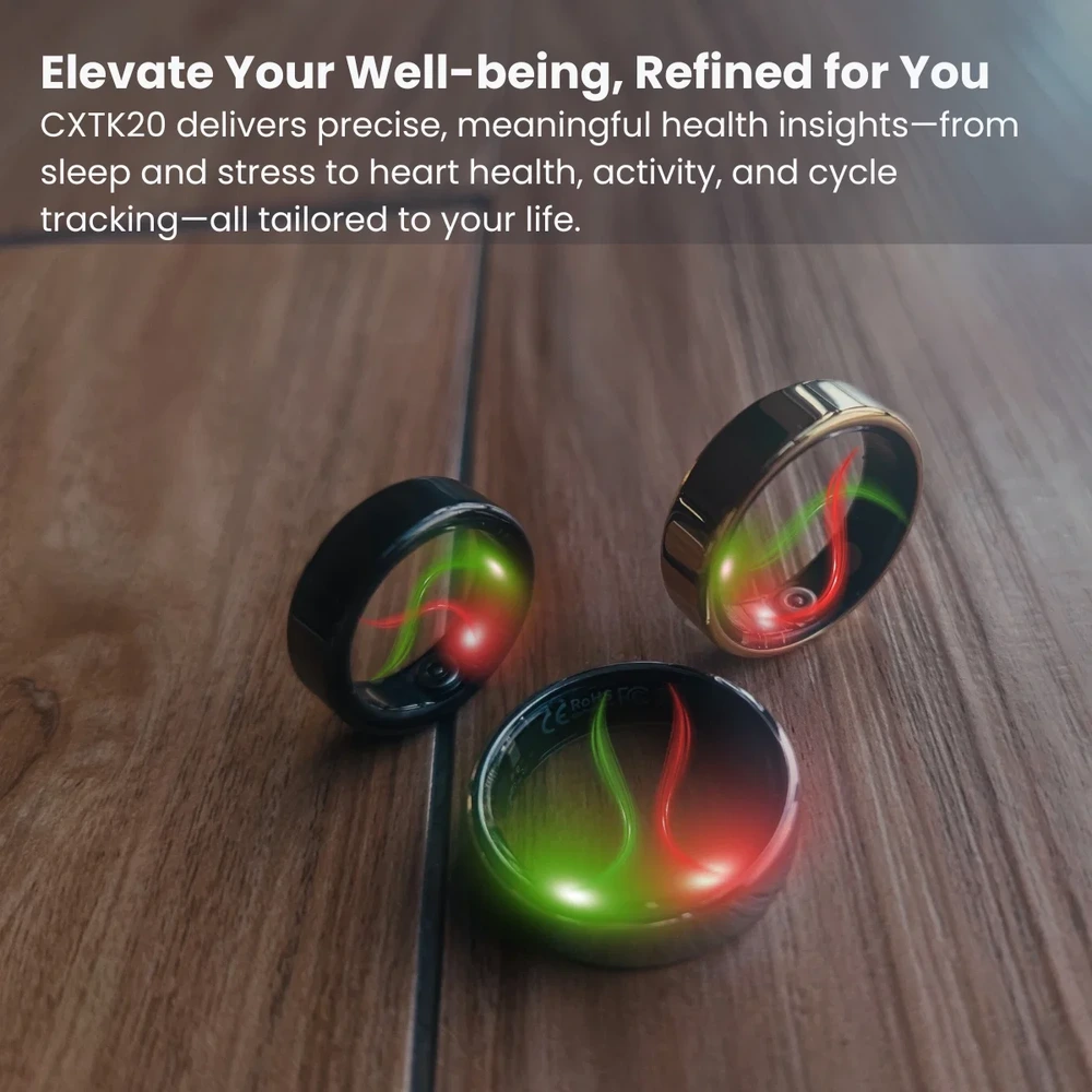 Premium Smart Ring ECG SpO2 - Titanium 7 Day Battery