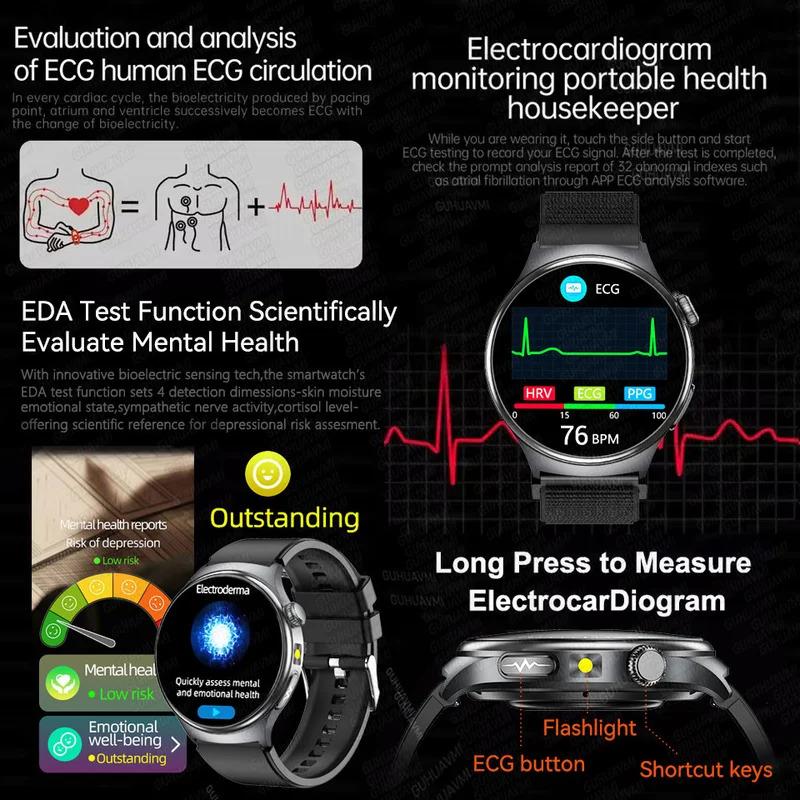CoolWiz New Healthcare-Grade Smartwatch — Health Monitoring (Uric Acid, Lipids), ECG + PPG, Temperature, BMI, Bluetooth Calls, iOS Health smartwatch for outdoor sports and everyday use - gallery
