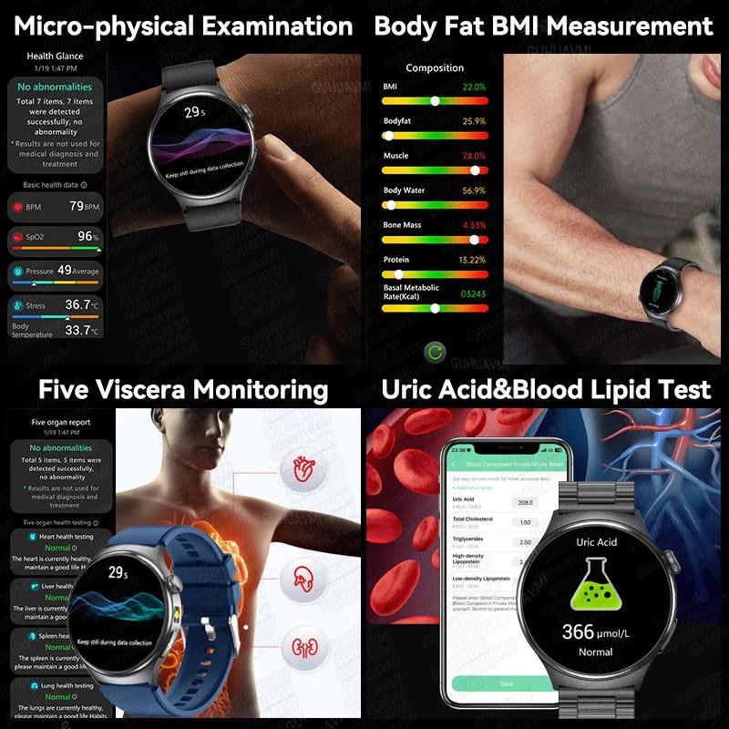 CoolWiz New Healthcare-Grade Smartwatch — Health Monitoring (Uric Acid, Lipids), ECG + PPG, Temperature, BMI, Bluetooth Calls, iOS Health smartwatch for outdoor sports and everyday use - gallery