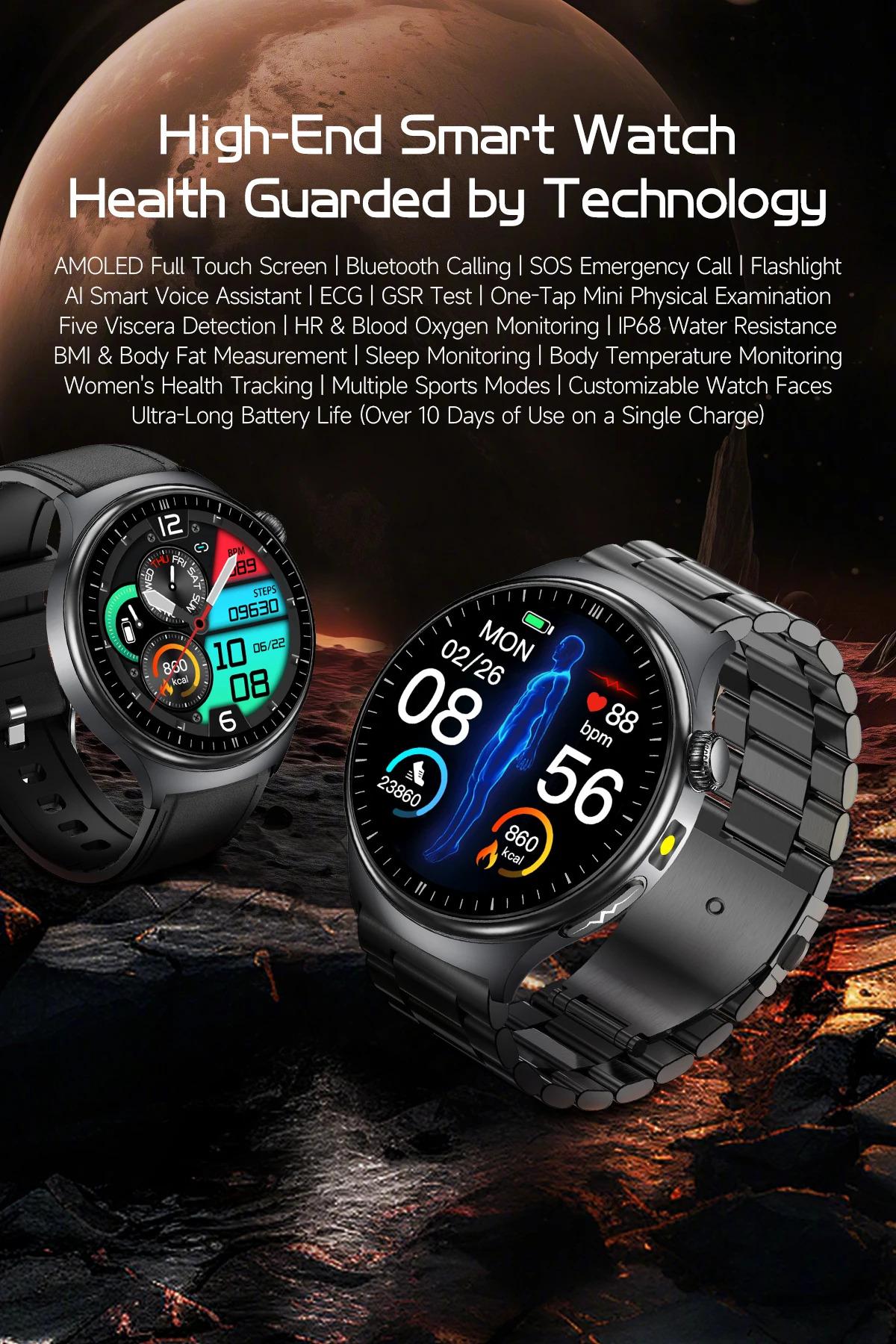 CoolWiz New Healthcare-Grade Smartwatch — Health Monitoring (Uric Acid, Lipids), ECG + PPG, Temperature, BMI, Bluetooth Calls, iOS Health smartwatch for outdoor sports and everyday use - gallery