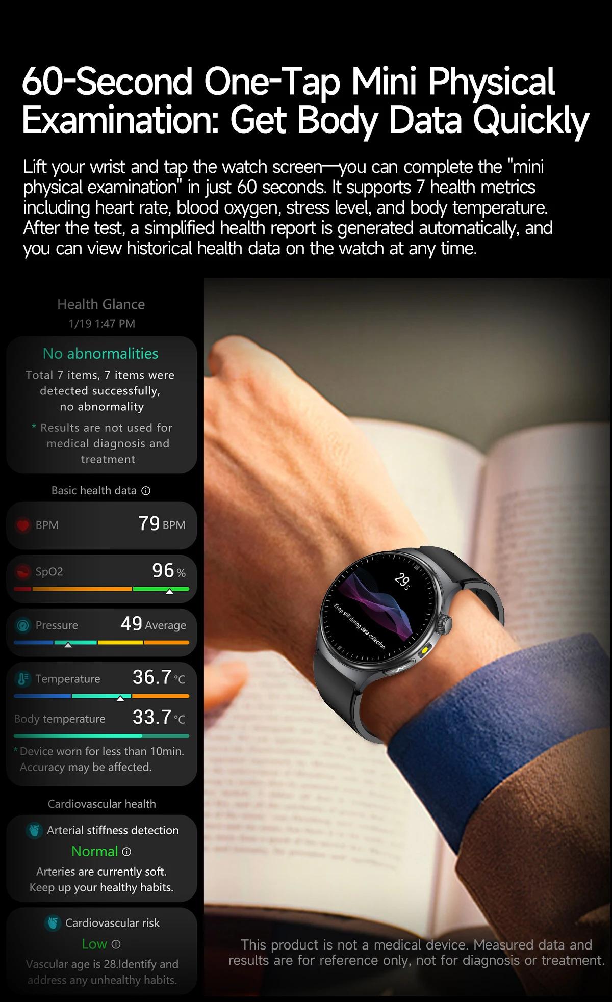 CoolWiz New Healthcare-Grade Smartwatch — Health Monitoring (Uric Acid, Lipids), ECG + PPG, Temperature, BMI, Bluetooth Calls, iOS Health smartwatch for outdoor sports and everyday use - gallery