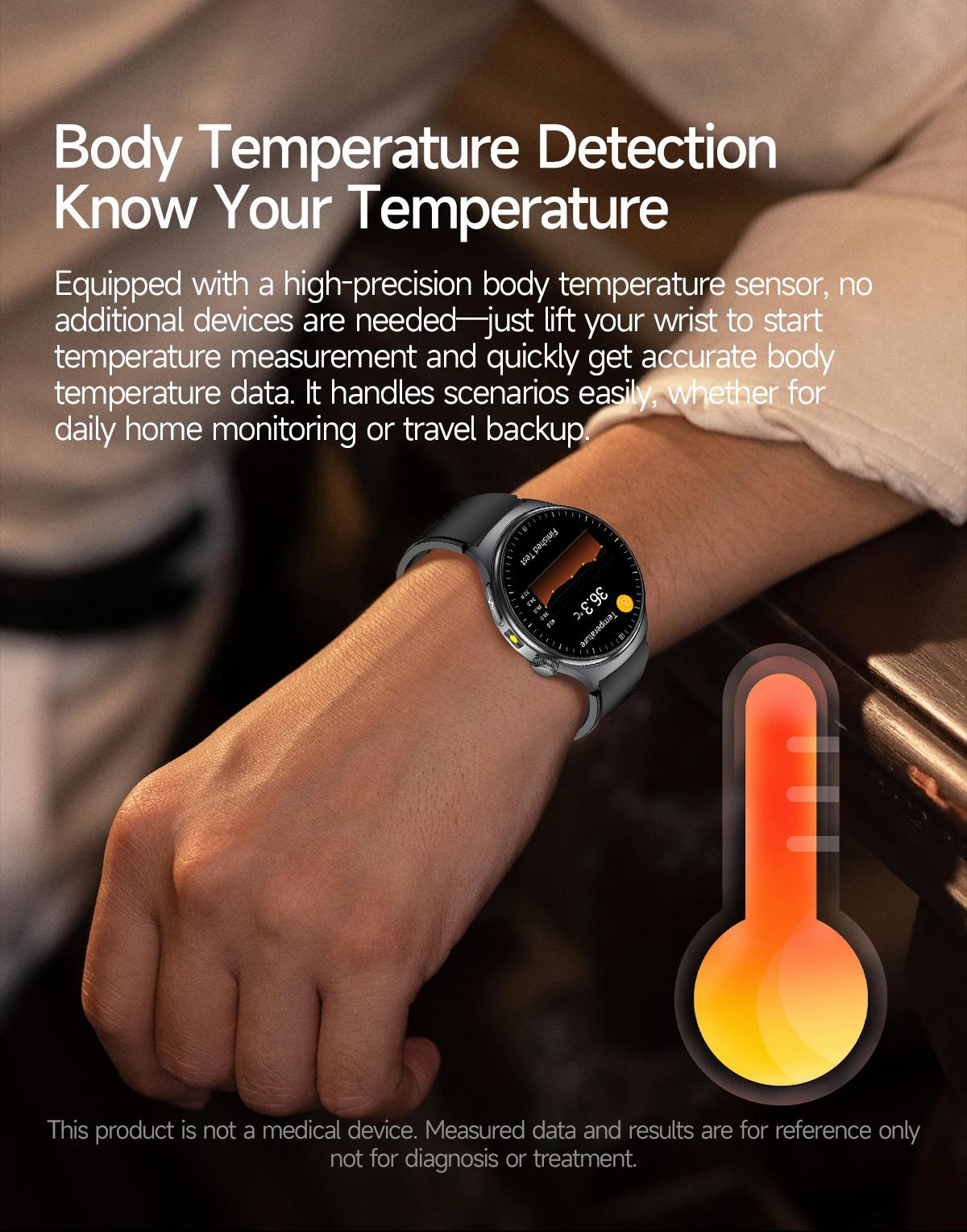 CoolWiz New Healthcare-Grade Smartwatch — Health Monitoring (Uric Acid, Lipids), ECG + PPG, Temperature, BMI, Bluetooth Calls, iOS Health smartwatch for outdoor sports and everyday use - gallery