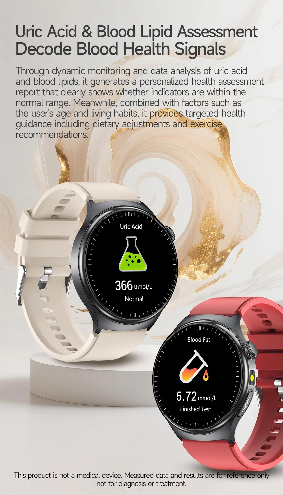 CoolWiz New Healthcare-Grade Smartwatch — Health Monitoring (Uric Acid, Lipids), ECG + PPG, Temperature, BMI, Bluetooth Calls, iOS Health smartwatch for outdoor sports and everyday use - gallery